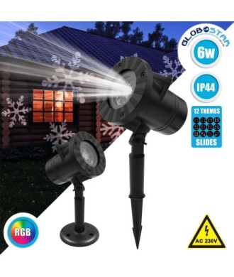 GloboStar® 75599 Προβολάκι Κήπου Καρφωτό - Δαπέδου Epistar LED 6W 300lm 60° AC 230V Αδιάβροχο IP44 RGB με 12 Διαφορετικά Σχέδια Φωτισμού